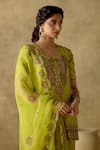 Shop_VARUN CHHABRA_Green Kurta And Gharara Chanderi Silk Lined With Mul Cotton Dabka Set _Online_at_Aza_Fashions