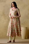 Buy_VARUN CHHABRA_Green Anarkali Chanderi Silk Printed And Hand Embroidered Floral Set _at_Aza_Fashions