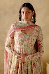 VARUN CHHABRA_Green Anarkali Chanderi Silk Printed And Hand Embroidered Floral Set _Online_at_Aza_Fashions