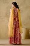 Shop_VARUN CHHABRA_Pink Chanderi Silk Printed And Hand Embroidered Floral Kurta Sharara Set _at_Aza_Fashions