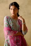 VARUN CHHABRA_Blue Chanderi Silk Printed And Hand Embroidered Floral Kurta Sharara Set _Online_at_Aza_Fashions