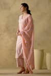 Buy_VARUN CHHABRA_Purple Chanderi Silk Printed Stripe V Neck Kurta Palazzo Set _Online_at_Aza_Fashions