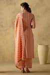 Shop_VARUN CHHABRA_Pink Chanderi Silk Printed Stripe V Neck Kurta Palazzo Set _at_Aza_Fashions