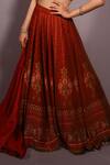 Shop_HOUSE OF TA-YA_Red Raw Silk Printed Digital V Neck Lehenga Set _Online_at_Aza_Fashions