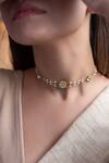 Do Taara_Gold Plated Delicate Kundan And Pearl Choker _Online_at_Aza_Fashions