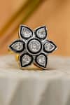 Shop_Do Taara_Silver Plated Faux Diamond Embellished Ring _at_Aza_Fashions
