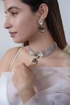 Buy_Do Taara_Grey Diamonds, Stones Polki Necklace Set_at_Aza_Fashions
