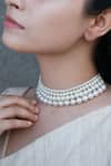 Buy_Do Taara_White Multi Layered Pearl Choker Necklace _Online_at_Aza_Fashions