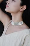 Shop_Do Taara_White Multi Layered Pearl Choker Necklace _Online_at_Aza_Fashions