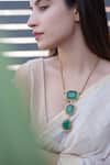 Buy_Do Taara_Green Embellished Doublet Stone Necklace_at_Aza_Fashions