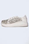 Buy_The Saree Sneakers_Silver Zari Wave Cut Dana Embroidered Sneakers _at_Aza_Fashions