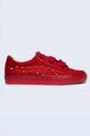 Shop_The Saree Sneakers_Red Thread And Ghungroo Embroidered & Sneakers _Online_at_Aza_Fashions