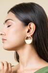 Buy_Aaree Accessories_Gold Plated Semi Circular Cutwork Earrings_at_Aza_Fashions