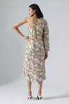 Shop_Klad_Ivory Cotton Printed Tropical One Shoulder And Garden Dress_at_Aza_Fashions