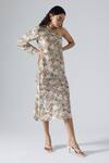 Klad_Ivory Cotton Printed Tropical One Shoulder And Garden Dress_Online_at_Aza_Fashions