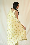 Shop_TIL_Off White Cotton Silk Satin Hand Painted Floral V Neck Buta Saree With Blouse _at_Aza_Fashions