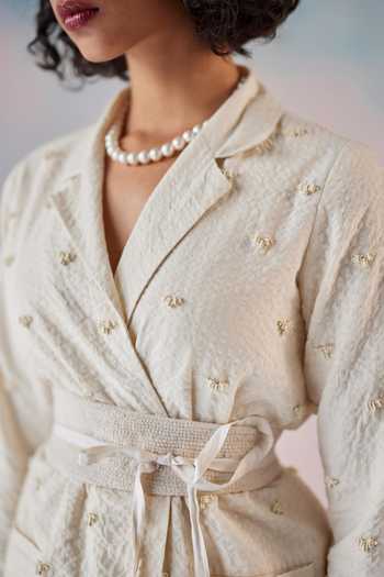 Ilk_Off White Cotton Embroidery Collared Foam Heart Jacket _Online_at_Aza_Fashions
