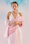 Ilk_Off White Chanderi Print Smock Detail Pallu Saree  _Online_at_Aza_Fashions