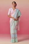 Buy_Dressfolk_Multi Color Linen Beads Bougainvillea Skies Handwoven Saree With Running Blouse _at_Aza_Fashions