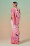 Shop_Dressfolk_Pink Linen Beads Floral Digital Printed Saree _at_Aza_Fashions