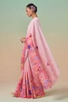 Buy_Dressfolk_Pink Linen Beads Floral Digital Printed Saree _Online_at_Aza_Fashions