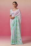 Buy_Dressfolk_Multi Color Linen Printed Floral Love Birds Saree  _at_Aza_Fashions