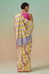 Shop_Dressfolk_Yellow Cotton Handwoven Stripe Mango Relish Saree _at_Aza_Fashions