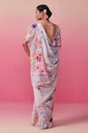 Shop_Dressfolk_Grey Linen Handwoven Floral Mystic Bloom Saree  _at_Aza_Fashions