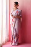 Dressfolk_Grey Linen Handwoven Floral Mystic Bloom Saree  _Online_at_Aza_Fashions