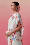 Dressfolk_Multi Color Linen Printed Floral Pushp Saree  _Online_at_Aza_Fashions