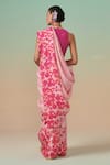 Shop_Dressfolk_Pink Linen Beads Floral Handwoven Saree With Running Blouse _at_Aza_Fashions