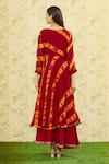 Shop_Khwaab by Sanjana Lakhani_Red Chiffon Printed Striped Round Dress _at_Aza_Fashions