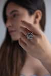 Buy_Do Taara_Silver Plated Faux Diamond Embellished Ring _at_Aza_Fashions