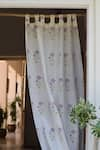 Buy_Taru Jaipur_White 100% Linen Printed Zafran Curtain _at_Aza_Fashions