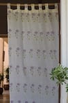 Shop_Taru Jaipur_White 100% Linen Printed Zafran Curtain _at_Aza_Fashions