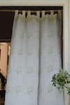 Shop_Taru Jaipur_White 100% Linen Printed Variyali Curtain _at_Aza_Fashions