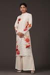 Buy_Balance by Rohit Bal_Ivory Chanderi Digital Print Floral Mandarin Tunic And Palazzo Set  _at_Aza_Fashions