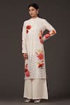 Balance by Rohit Bal_Ivory Chanderi Digital Print Floral Mandarin Tunic And Palazzo Set  _Online_at_Aza_Fashions