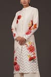 Buy_Balance by Rohit Bal_Ivory Chanderi Digital Print Floral Mandarin Tunic And Palazzo Set  _Online_at_Aza_Fashions