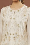 Shop_Samyukta Singhania_Ivory Silk, Chanderi Embroidery Round Neck Floral Kurta And Pant Set _Online_at_Aza_Fashions