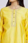 Buy_Samyukta Singhania_Yellow Kurta And Pant Silk Chanderi Embroidered Gota Round Aari Work Set _Online_at_Aza_Fashions