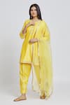 Samyukta Singhania_Yellow Kurta And Pant Silk Chanderi Embroidered Gota Round Aari Work Set _at_Aza_Fashions