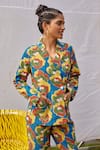 Jodi_Blue Modal Europa Hand Block Printed Blazer And Trouser Set_Online_at_Aza_Fashions