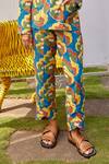 Shop_Jodi_Blue Modal Europa Hand Block Printed Blazer And Trouser Set_Online_at_Aza_Fashions