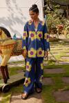 Buy_Jodi_Blue Cotton Collared Floral Pattern Jacket_at_Aza_Fashions