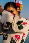 Buy_Jodi_White Handloom Cotton Hand Block Print Whimsy Abstract V Neck Dione Dress _Online_at_Aza_Fashions
