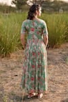 Shop_Harsha Khatry_Green Chinon Chiffon Print Floral V Neck Anarkali  _at_Aza_Fashions