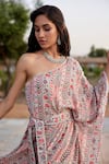 Buy_Harsha Khatry_Beige Chinon Chiffon Print Floral Vintage Kaftan And Pant Set  _Online_at_Aza_Fashions