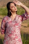 Shop_Harsha Khatry_Pink Fine Tussar Silk Hand Embroidered Print A-line Kurta And Pant Set  _Online_at_Aza_Fashions