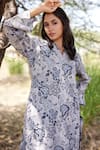 Harsha Khatry_Grey Fine Tussar Silk Printed And Hand Embroidered Kurta & Pant Set  _at_Aza_Fashions